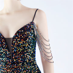 Asymmetric Sequin Maxi Dress