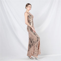 Sequined V-Neck Maxi Dress