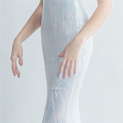 Ostrich Feather Sequin Maxi Dress