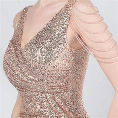 Sequined V-Neck Bodycon Dress