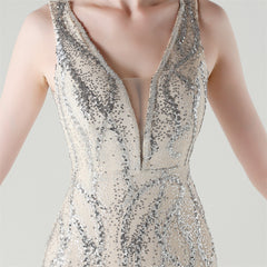 Backless Sequined Fishtail Maxi Dress