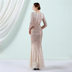 Sequined Gradient Fishtail Maxi Dress