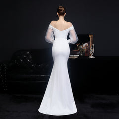 Lace Rhinestone Fishtail Maxi Dress