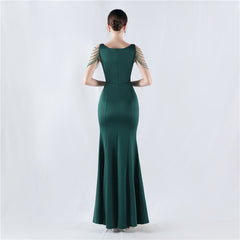 Embroidered Sheer Mesh Maxi Dress