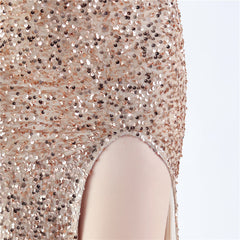 Off-Shoulder Sequin Split Maxi Dress