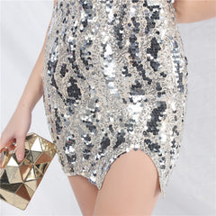 Sequined V-Neck Bodycon Dress