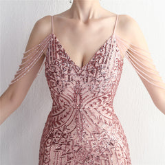 Sequined V-Neck Maxi Dress