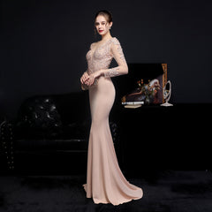Elegant Lace Diamond Fishtail Dress