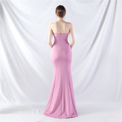 Ruched Sweetheart Fishtail Maxi Dress