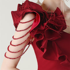 One-Shoulder Beaded Maxi Dress