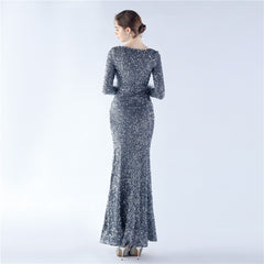 Ostrich Feather Sequined Maxi Dress