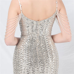 Sequined Spaghetti-Strap Maxi Dress