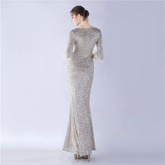Ostrich Feather Sequined Maxi Dress