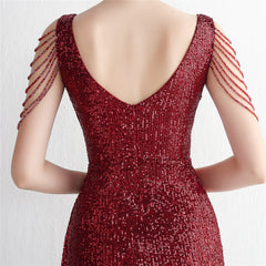 Elegant Sequined Fishtail Maxi Dress