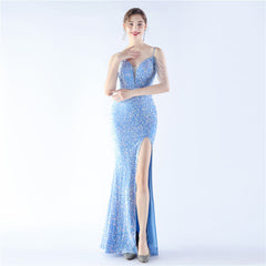 Asymmetric Sequin Maxi Dress