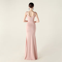 Cross Pleated Cutout Mesh Maxi Dress