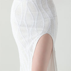 Sequined Heart-Collar Maxi Dress