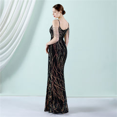 Sequin Lace Fishtail Maxi Dress