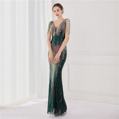 Sequined Fishtail Maxi Dress