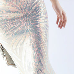 One-Shoulder Sequined Ostrich Feather Dress
