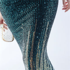 Ostrich Feather Sequin Maxi Dress