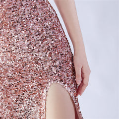 Off-Shoulder Sequin Feather Maxi Dress