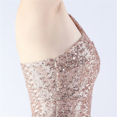 Sequin Beaded One-Shoulder Maxi Dress