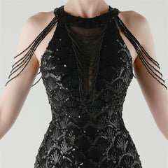 Sequined Fishtail Maxi Dress