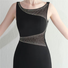 Rhinestone Mesh Split Maxi Dress