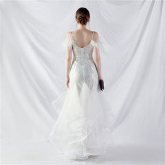 Feathered Sequin Maxi Dress