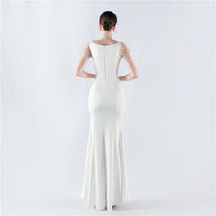 Embroidered Sheer Mesh Maxi Dress