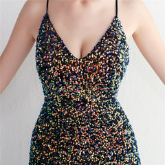 Sequined V-Neck Maxi Dress