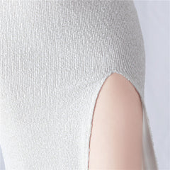 Feathered Sequin Wave Maxi Dress