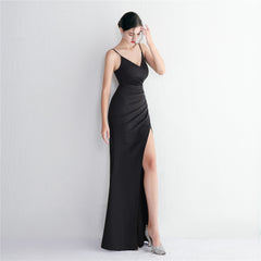 V-Neck Split Fishtail Maxi Dress