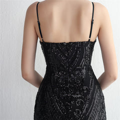 Sequined V-Neck Maxi Dress