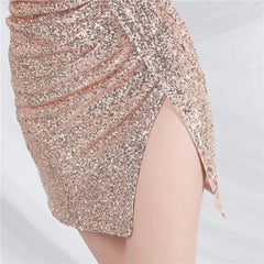 Sequined V-Neck Bodycon Dress