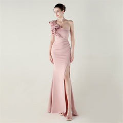 One-Shoulder Beaded Maxi Dress