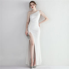 Sequin One-Shoulder Fishtail Maxi Dress