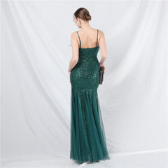 Ostrich Feather Sequined Maxi Dress