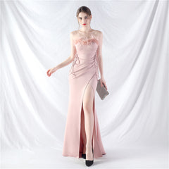 Strapless Slit Maxi Dress