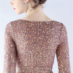 Ostrich Feather Sequined Maxi Dress