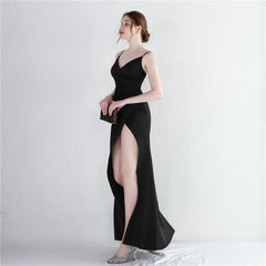 V-Neck Split Fishtail Maxi Dress