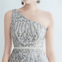 One-Shoulder Sequin Maxi Dress