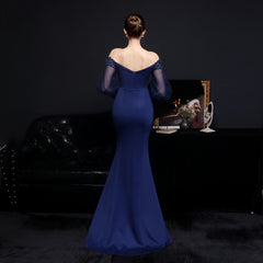 Lace Rhinestone Fishtail Maxi Dress