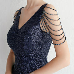 Sequined Fringe Fishtail Maxi Dress