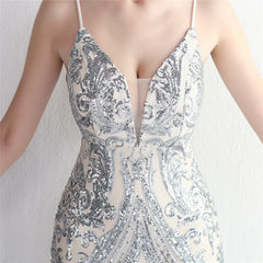 Sequined V-Neck Maxi Dress