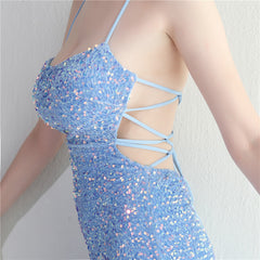 Lace-Up Sequin Split Maxi Dress