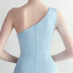 Beaded One-Shoulder Split Maxi Dress