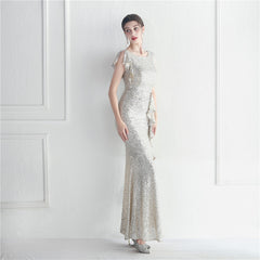 Sequined Ruffled Maxi Dress