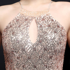 Sequined Halter Fishtail Maxi Dress